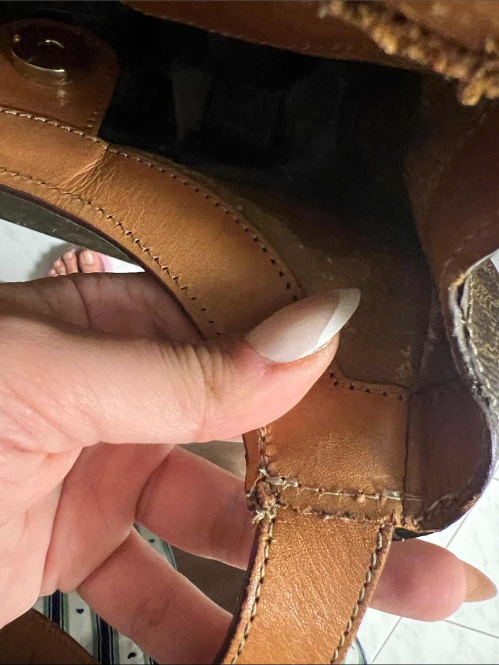 Celine Brown & Tan Monogram Canvas Shoulder Bag - Picture 6 of 8